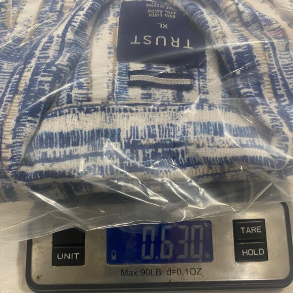 Trust Linen Blend Button-Up Shirt Mens XL Blue Striped Short Sleeve Lightweight‎ - Picture 10 of 10